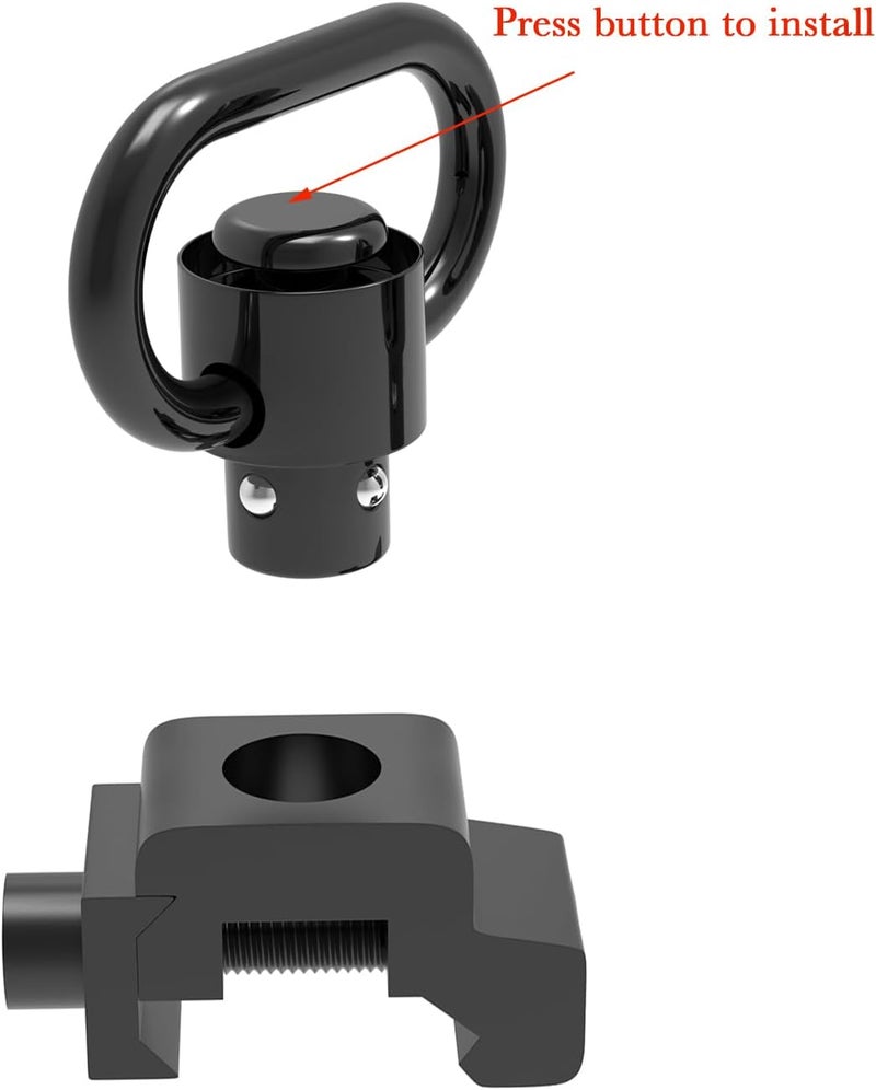 TPO QD Sling Swivel Mount 1" Heavy Duty D-Loop Picatinny Rail QD Sling Swivels Quick Detach/Release for Two Point Sling - Image 5